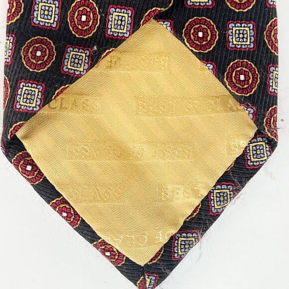 Robert Talbott Geometric Print Mens Neck Tie Navy Burgundy Red 100% Silk USA - Picture 5 of 7
